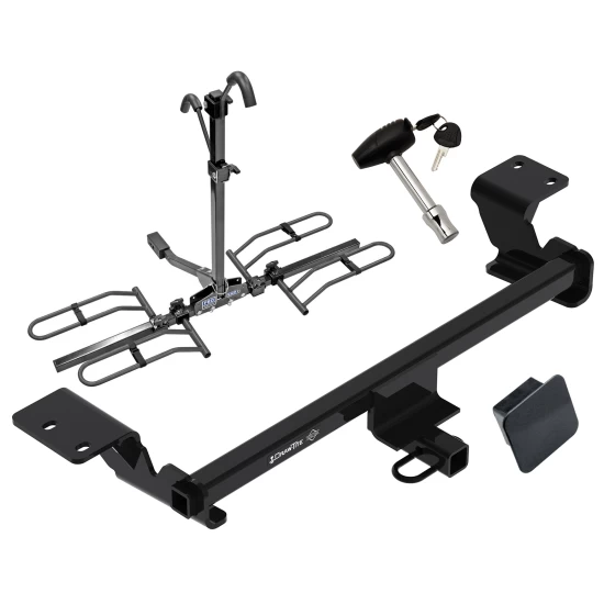 Trailer Tow Hitch For 10-15 Toyota Prius 12-15 Plug-in Hybrid 12-17 Prius V Platform Style 2 Bike Rack w/ Hitch Lock and Cover