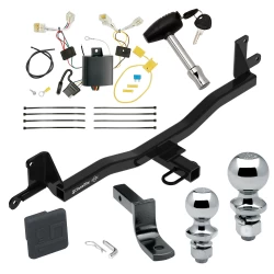 Trailer Tow Hitch For 12-19 Toyota Prius C All Models Deluxe Package Wiring 2" and 1-7/8" Ball and Lock