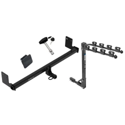 Trailer Tow Hitch w/ 4 Bike Rack For 18-23 Hyundai Kona tilt away adult or child arms fold down carrier w/ Lock and Cover