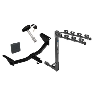 Trailer Tow Hitch w/ 4 Bike Rack For 19-26 Mazda 3 Sedan tilt away adult or child arms fold down carrier w/ Lock and Cover