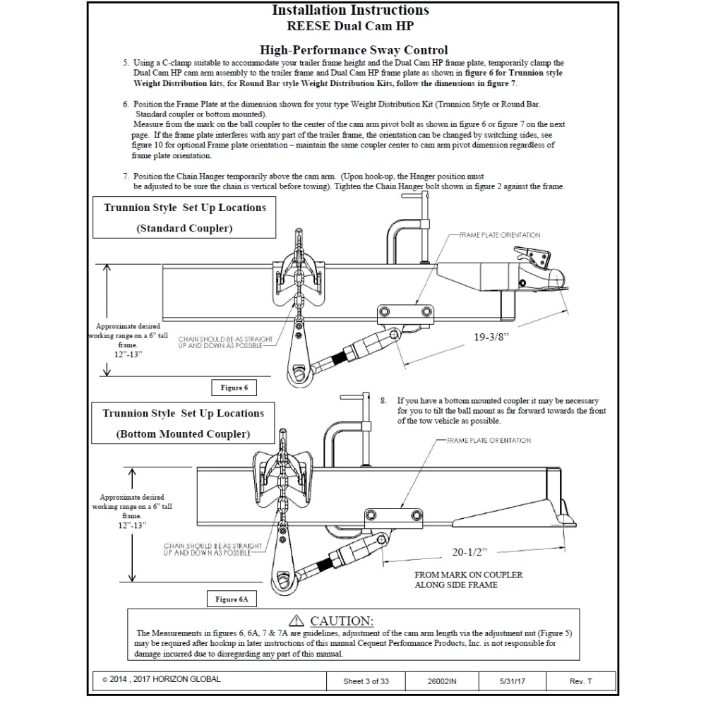 26002 Reese Dual Cam HP Weight Distribution Trailer Hitch Sway Control Active Reese Dual Cam Sway Control for Weight Distribution Hitch Steel Spring Bars Round or Trunnion High Performance