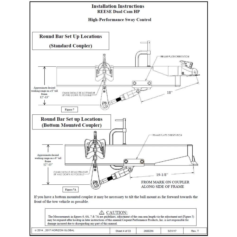 26002 Reese Dual Cam HP Weight Distribution Trailer Hitch Sway Control Active Reese Dual Cam Sway Control for Weight Distribution Hitch Steel Spring Bars Round or Trunnion High Performance