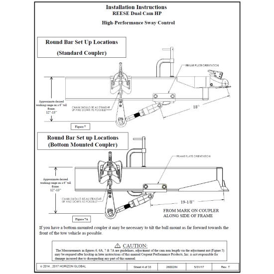 26002 Reese Dual Cam HP Weight Distribution Trailer Hitch Sway Control Active Reese Dual Cam Sway Control for Weight Distribution Hitch Steel Spring Bars Round or Trunnion High Performance