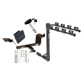 Trailer Tow Hitch w/ 4 Bike Rack For 97-04 Buick Regal 97-08 Pontiac Grand Prix tilt away adult or child arms fold down carrier w/ Lock and Cover