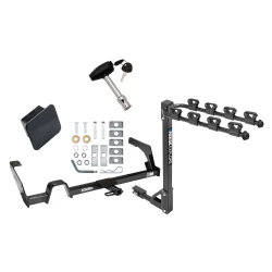 Trailer Tow Hitch w/ 4 Bike Rack For 00-04 Subaru Legacy Sedan & Wagon Outback Wagon Except Sport tilt away adult or child arms fold down carrier w/ Lock and Cover