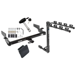 Trailer Tow Hitch w/ 4 Bike Rack For 00-05 Cadillac DeVille 06-11 DTS tilt away adult or child arms fold down carrier w/ Lock and Cover