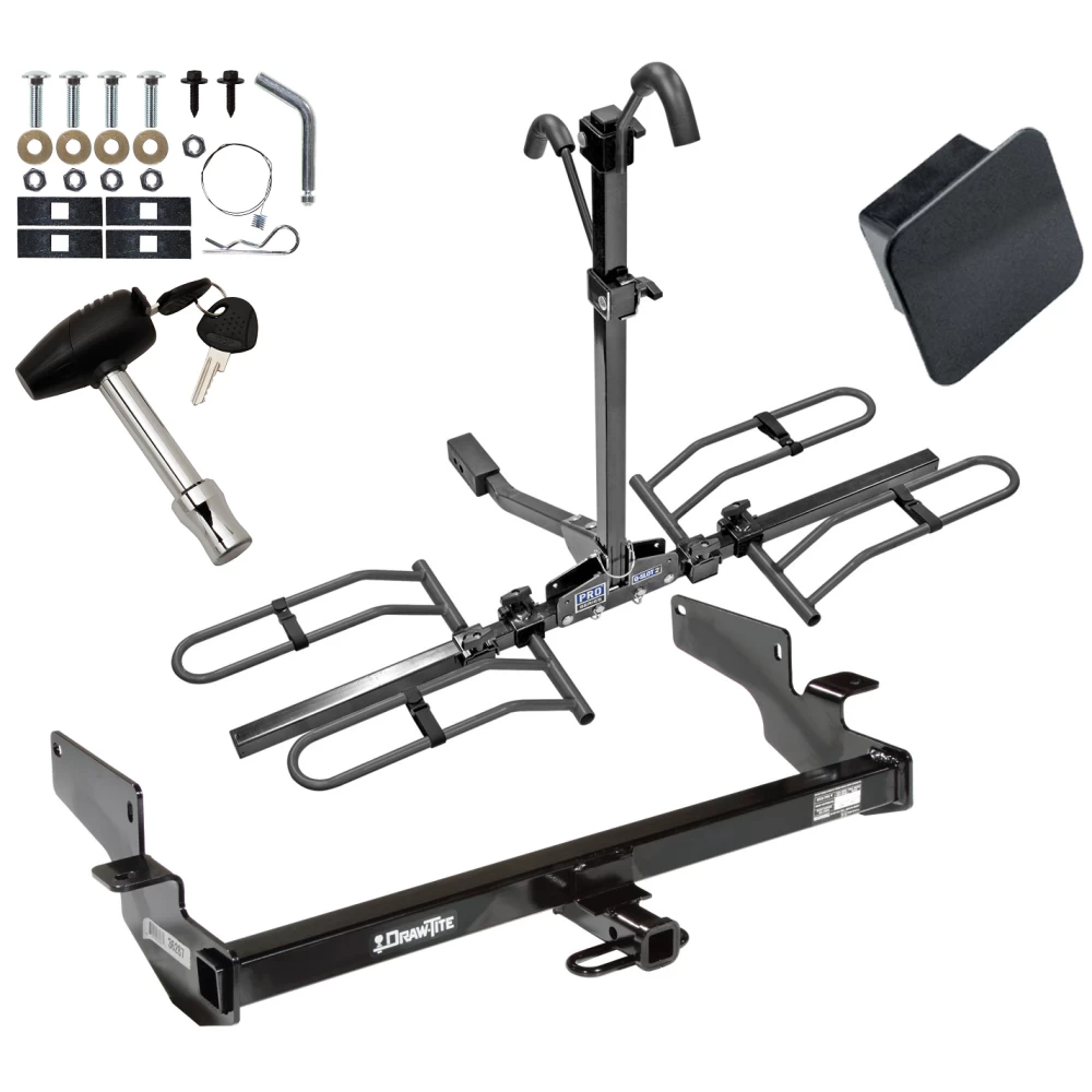 Trailer Tow Hitch For 00-05 Cadillac DeVille 06-11 DTS Platform Style 2 Bike Rack Hitch Lock and Cover