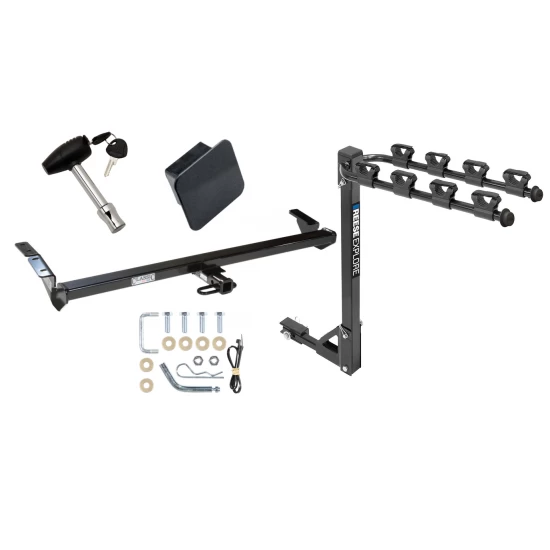 Trailer Tow Hitch w/ 4 Bike Rack For 00-04 Toyota Avalon All Models tilt away adult or child arms fold down carrier w/ Lock and Cover