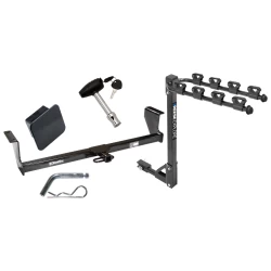 Trailer Tow Hitch w/ 4 Bike Rack For 01-07 Volvo V70 03-07 XC70 tilt away adult or child arms fold down carrier w/ Lock and Cover