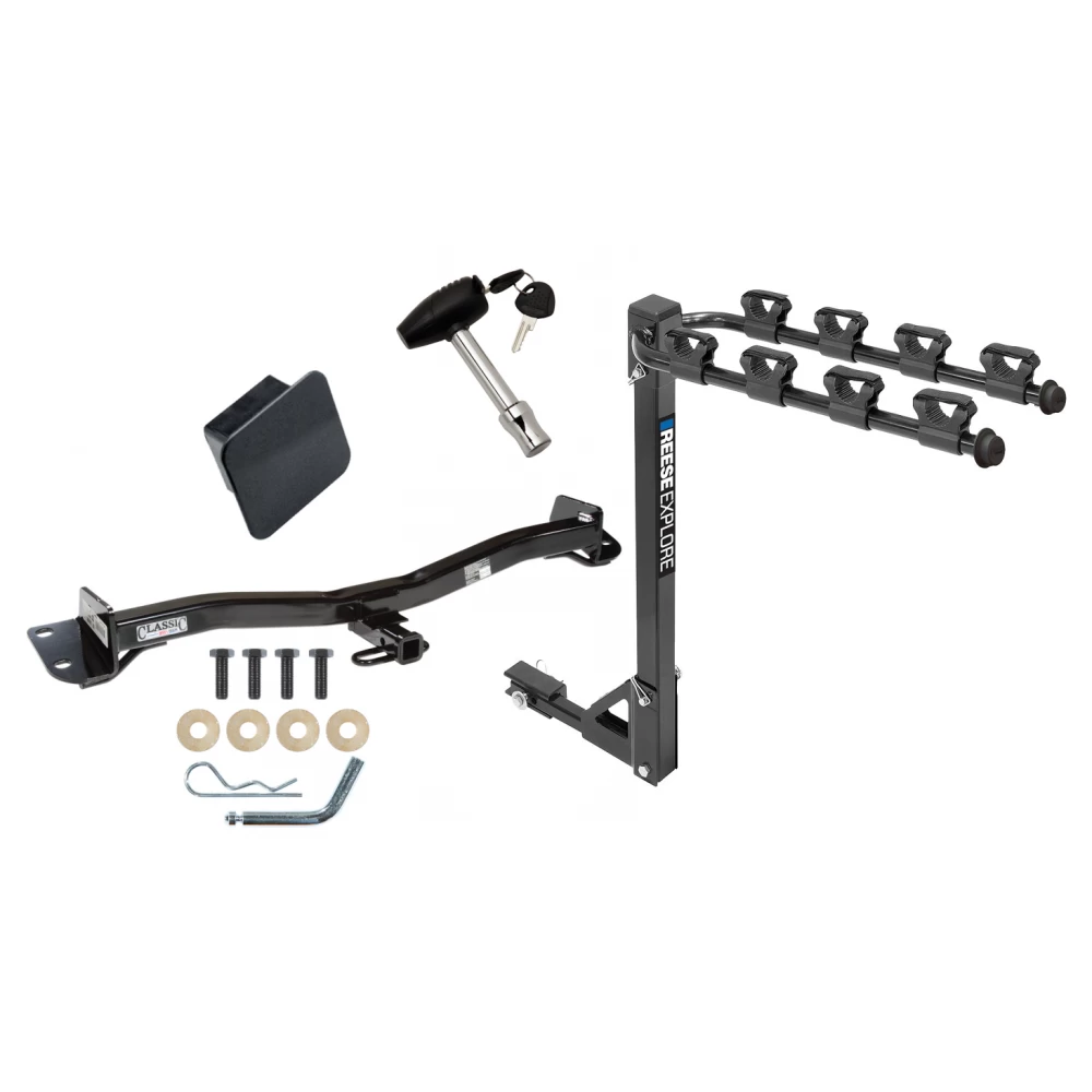 Trailer Tow Hitch w/ 4 Bike Rack For 98-03 Toyota Sienna tilt away adult or child arms fold down carrier w/ Lock and Cover