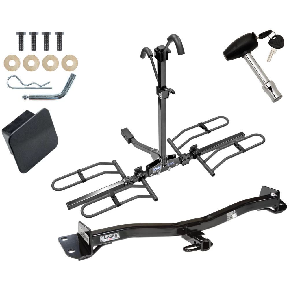 Trailer Tow Hitch For 98-03 Toyota Sienna Platform Style 2 Bike Rack Hitch Lock and Cover