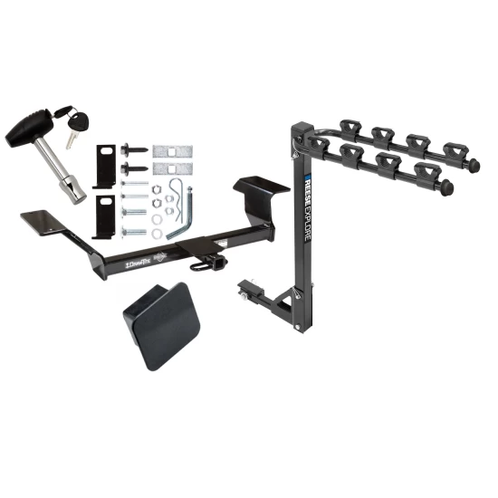 Trailer Tow Hitch w/ 4 Bike Rack For 00-09 LeSabre Lucerne Aurora Bonneville tilt away adult or child arms fold down carrier w/ Lock and Cover