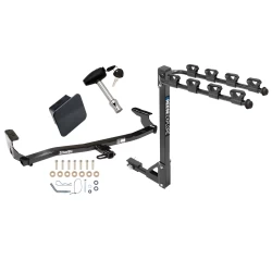 Trailer Tow Hitch w/ 4 Bike Rack For 98-08 Subaru Forester All Models Class 2 tilt away adult or child arms fold down carrier w/ Lock and Cover