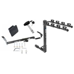 Trailer Tow Hitch w/ 4 Bike Rack For 97-06 Lexus ES 300 330 Toyota Camry 95-99 Avalon 99-03 Solara tilt away adult or child arms fold down carrier w/ Lock and Cover