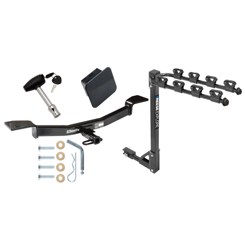 Custom Fit Trailer Hitch 4 Bike Carrier Security Lock Pin Rubber Hitch Plug Cover Installation Hardware Installation Instructions 36363 1393100G 580407 2211 Draw-Tite Trailer Tow Hitch 4 Bike Rack 05-10 KIA Sportage 05-09 Hyundai Tucson tilt away adult Trailer Tow Hitch w/ 4 Bike Rack For 05-10 KIA Sportage 05-09 Hyundai Tucson tilt away adult or child arms fold down carrier w/ Lock and Cover