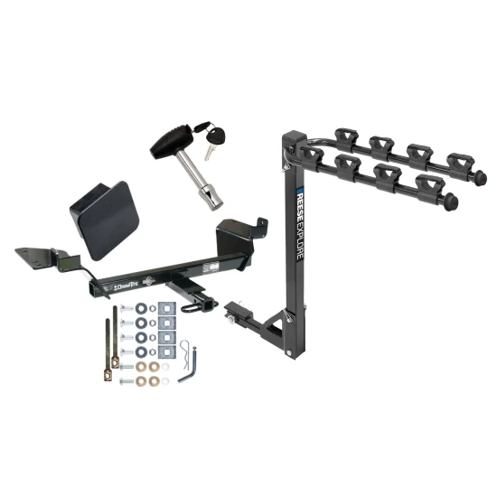 Trailer Tow Hitch w/ 4 Bike Rack For 05-09 Buick LaCrosse Allure 97-05 Century Intrigue tilt away adult or child arms fold down carrier w/ Lock and Cover