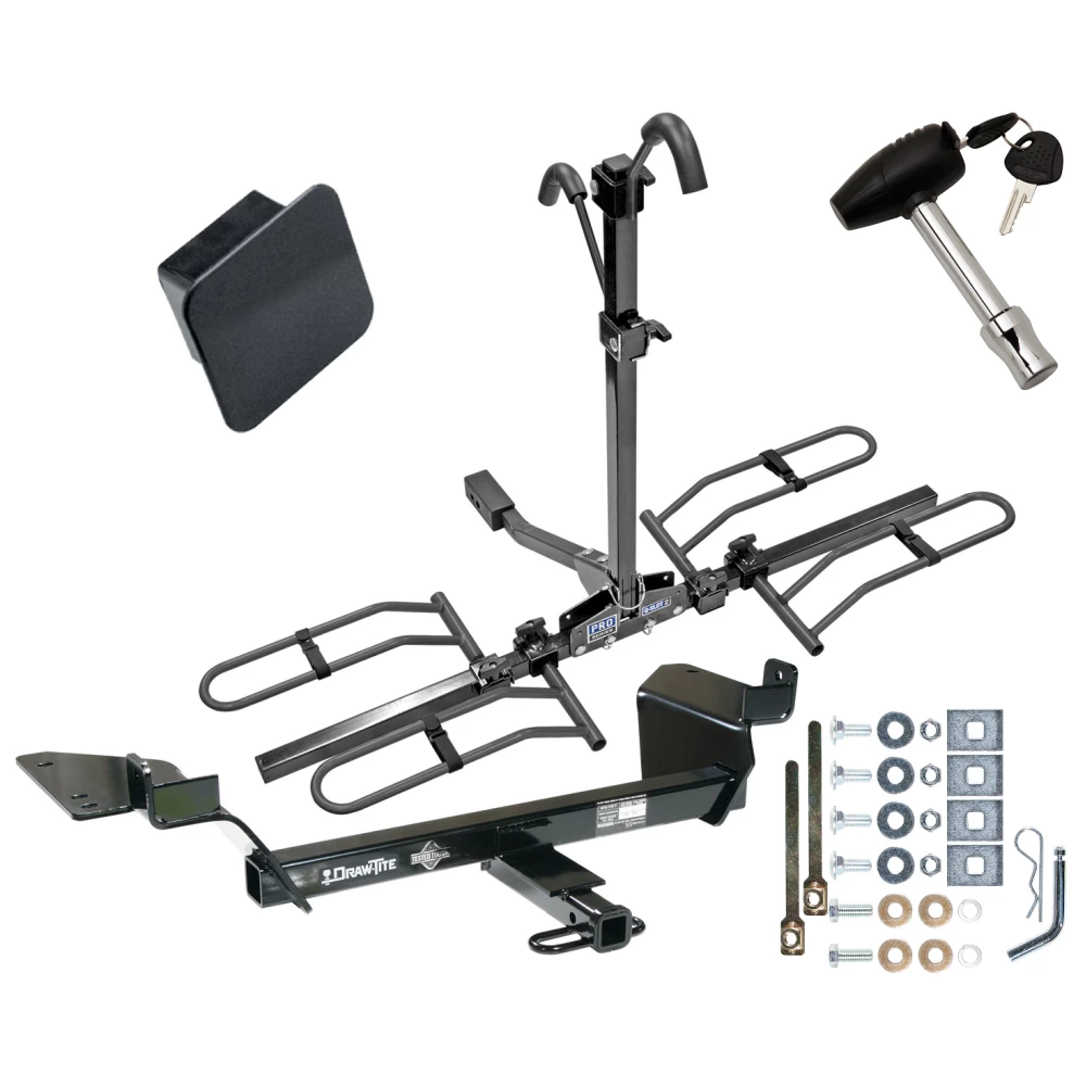 Trailer Tow Hitch For 05-09 Buick LaCrosse Allure 97-05 Century Intrigue Platform Style 2 Bike Rack Hitch Lock and Cover