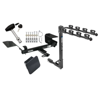 Trailer Tow Hitch w/ 4 Bike Rack For 02-13 Chevy Impala 14-16 Old Body Style tilt away adult or child arms fold down carrier w/ Lock and Cover
