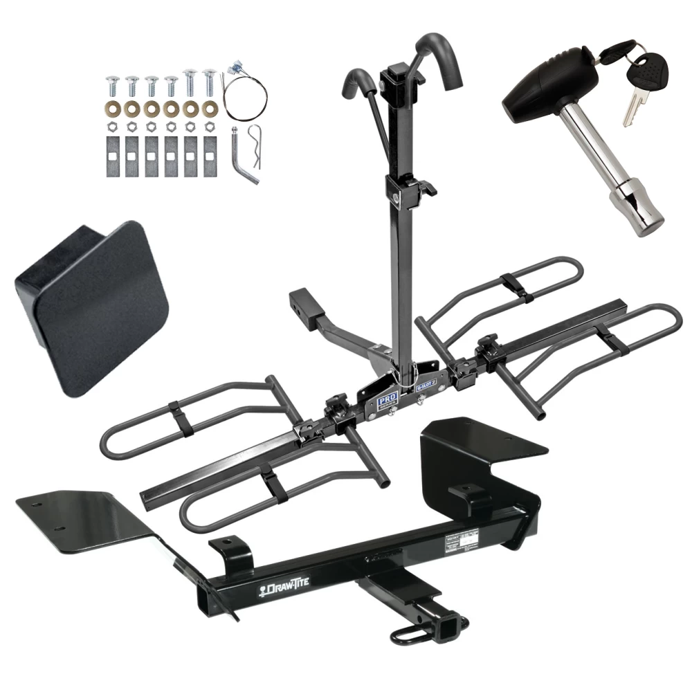 Trailer Tow Hitch For 02-13 Chevy Impala 14-16 Old Body Style Platform Style 2 Bike Rack Hitch Lock and Cover