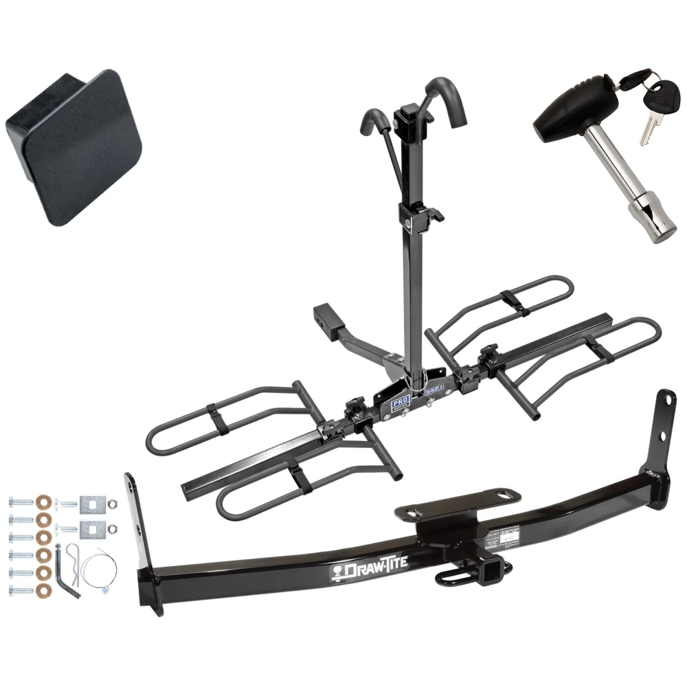 Trailer Tow Hitch For 05-17 Chevy Equinox 10-17 GMC Terrain 06-09 Torrent 02-07 Saturn Vue Platform Style 2 Bike Rack Hitch Lock and Cover