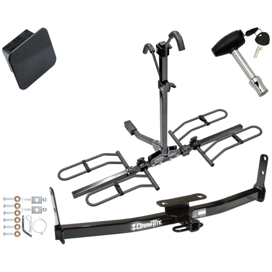 Trailer Tow Hitch For 05-17 Chevy Equinox 10-17 GMC Terrain 06-09 Torrent 02-07 Saturn Vue Platform Style 2 Bike Rack Hitch Lock and Cover