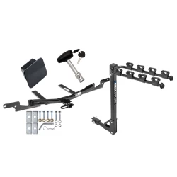 Trailer Tow Hitch w/ 4 Bike Rack For 07-12 Lexus ES350 07-11 Toyota Camry tilt away adult or child arms fold down carrier w/ Lock and Cover