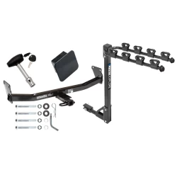 Trailer Tow Hitch w/ 4 Bike Rack For 07-17 Jeep Compass Patriot tilt away adult or child arms fold down carrier w/ Lock and Cover