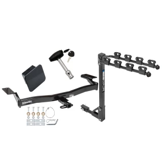 Trailer Tow Hitch w/ 4 Bike Rack For 07-10 Ford Edge Lincoln MKX tilt away adult or child arms fold down carrier w/ Lock and Cover