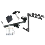 Trailer Tow Hitch w/ 4 Bike Rack For 07-10 Chrysler Sebring Except Convertible 08-10 Dodge Avenger tilt away adult or child arms fold down carrier w/ Lock and Cover