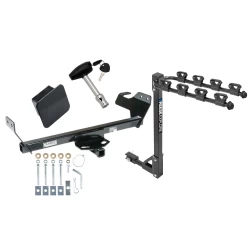 Trailer Tow Hitch w/ 4 Bike Rack For 07-10 Chrysler Sebring Except Convertible 08-10 Dodge Avenger tilt away adult or child arms fold down carrier w/ Lock and Cover
