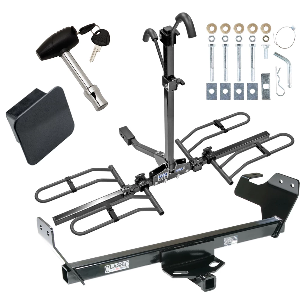 Trailer Tow Hitch For 07-10 Chrysler Sebring Except Convertible 08-10 Dodge Avenger Platform Style 2 Bike Rack Hitch Lock and Cover