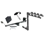 Trailer Tow Hitch w/ 4 Bike Rack For 08-20 Dodge Grand Caravan 08-16 Chrysler Town and Country 2021 Grand Caravan 12-15 Ram C/V 09-14 VW Routan tilt away adult or child arms fold down carrier w/ Lock and Cover