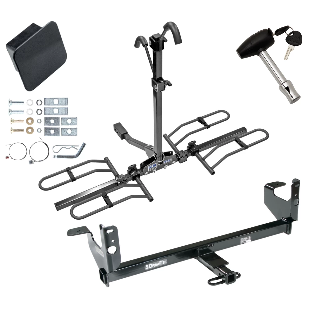 Trailer Tow Hitch For 08-12 Chevy Malibu 07-09 Saturn Aura Platform Style 2 Bike Rack Hitch Lock and Cover