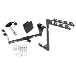 Trailer Tow Hitch w/ 4 Bike Rack For 09-14 Hyundai Genesis 4 Dr Sedan tilt away adult or child arms fold down carrier w/ Lock and Cover