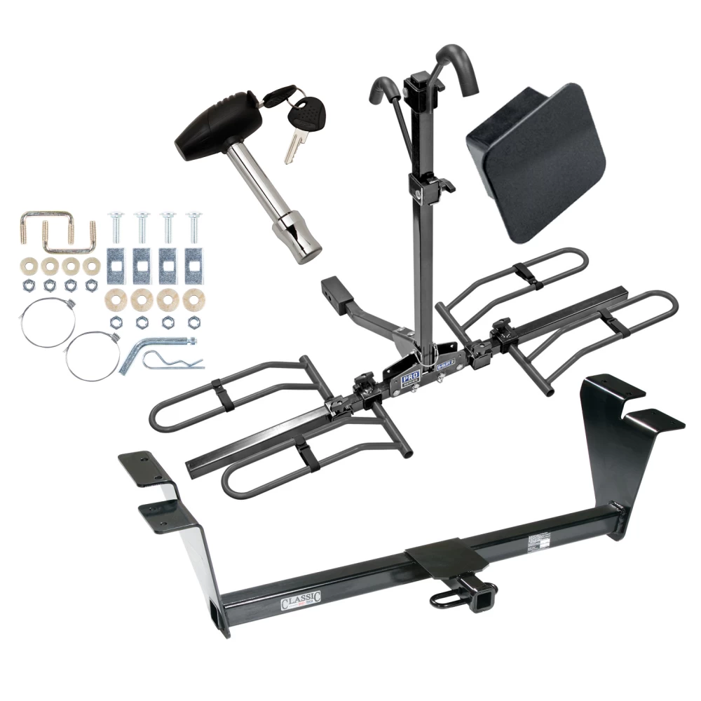 Trailer Tow Hitch For 09-14 Hyundai Genesis 4 Dr Sedan Platform Style 2 Bike Rack Hitch Lock and Cover