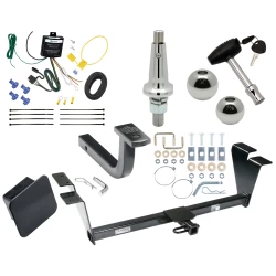Trailer Tow Hitch For 12-14 Hyundai Genesis 4 Dr Sedan Ultimate Package w/ Wiring Draw Bar Kit Interchange 2" 1-7/8" Ball Lock and Cover