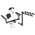 Trailer Tow Hitch w/ 4 Bike Rack For 10-19 Subaru Legacy Outback 10-12 Except Sport tilt away adult or child arms fold down carrier w/ Lock and Cover