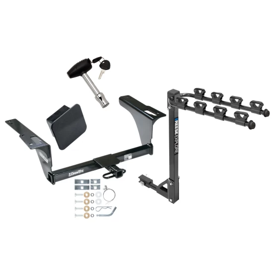 Trailer Tow Hitch w/ 4 Bike Rack For 10-19 Subaru Legacy Outback 10-12 Except Sport tilt away adult or child arms fold down carrier w/ Lock and Cover
