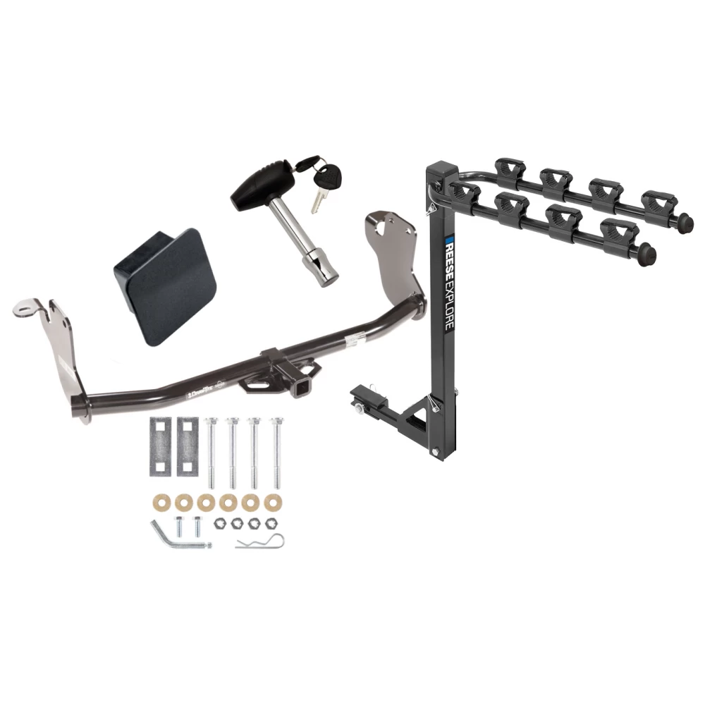 Trailer Tow Hitch w/ 4 Bike Rack For 11-26 Mitsubishi Outlander Sport RVR tilt away adult or child arms fold down carrier w/ Lock and Cover