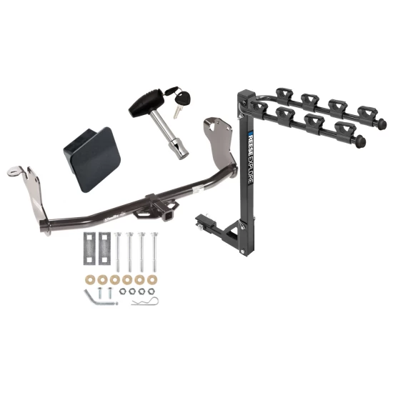 Trailer Tow Hitch w/ 4 Bike Rack For 11-26 Mitsubishi Outlander Sport RVR tilt away adult or child arms fold down carrier w/ Lock and Cover