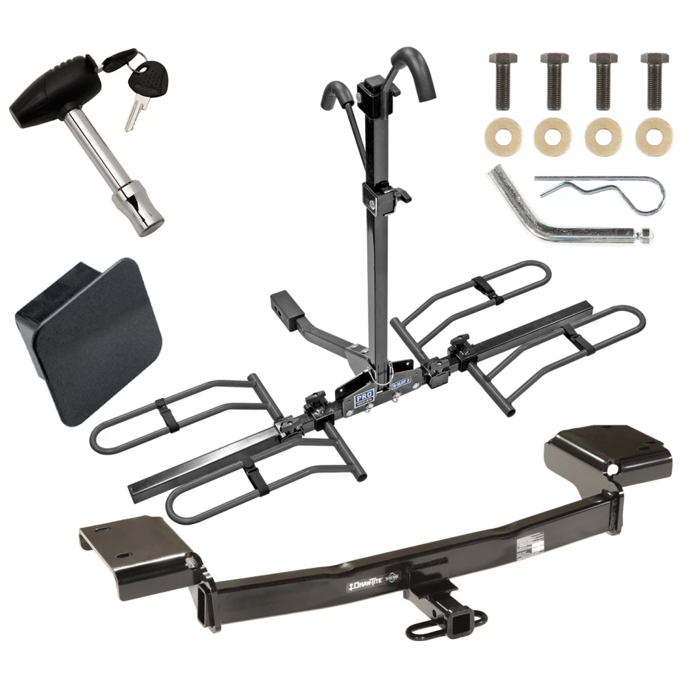 Trailer Tow Hitch For 10-15 Hyundai Tucson 11-16 KIA Sportage Platform Style 2 Bike Rack Hitch Lock and Cover