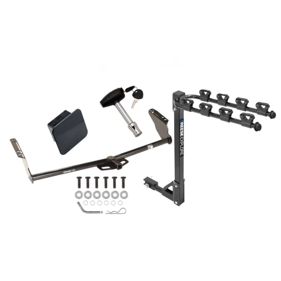 Trailer Tow Hitch w/ 4 Bike Rack For 04-20 Toyota Sienna Class 2 tilt away adult or child arms fold down carrier w/ Lock and Cover