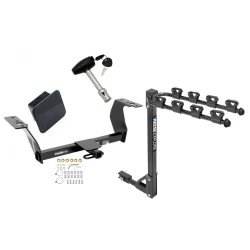 Trailer Tow Hitch w/ 4 Bike Rack For 14-18 Subaru Forester tilt away adult or child arms fold down carrier w/ Lock and Cover