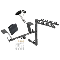 Trailer Tow Hitch w/ 4 Bike Rack For 13-18 Lexus ES350 tilt away adult or child arms fold down carrier w/ Lock and Cover