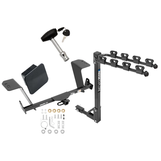 Trailer Tow Hitch w/ 4 Bike Rack For 13-18 Lexus ES350 tilt away adult or child arms fold down carrier w/ Lock and Cover