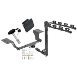 Trailer Tow Hitch w/ 4 Bike Rack For 12-17 Toyota Camry 13-18 Avalon Class 2 tilt away adult or child arms fold down carrier w/ Lock and Cover