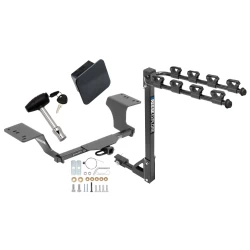 Trailer Tow Hitch w/ 4 Bike Rack For 12-17 Toyota Camry 13-18 Avalon Class 2 tilt away adult or child arms fold down carrier w/ Lock and Cover