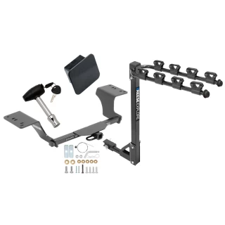 Trailer Tow Hitch w/ 4 Bike Rack For 12-17 Toyota Camry 13-18 Avalon Class 2 tilt away adult or child arms fold down carrier w/ Lock and Cover