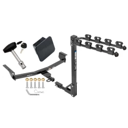 Trailer Tow Hitch w/ 4 Bike Rack For 08-20 Nissan Rogue Except Krom & Sport 2014 Rogue Select Class 2 tilt away adult or child arms fold down carrier w/ Lock and Cover