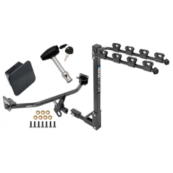 Trailer Tow Hitch w/ 4 Bike Rack For 17-21 KIA Sportage All Styles tilt away adult or child arms fold down carrier w/ Lock and Cover
